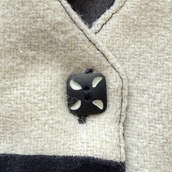 Tantrums Floral Embroidered Vest Womens 1X Black/Beige Wool Blend Vintage - Picture 5 of 6